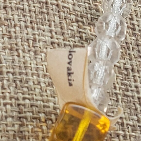 Czechoslovakia Crystal Necklace Amber And Clear Color 17 in Spring Ring Clasp - Picture 5 of 10